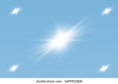 glowing lights effects isolated on gray background. Sun flash with rays and spotlight. Glow light effect. Star burst with sparkles.