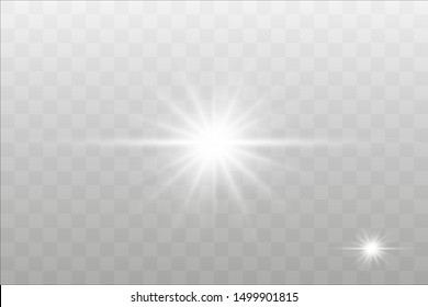 glowing lights effects isolated on gray background. Sun flash with rays and spotlight. Glow light effect. Star burst with sparkles.