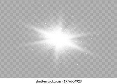 glowing lights effects isolated on gray background. Sun flash with rays and spotlight. Glow light effect. Star burst with sparkles.