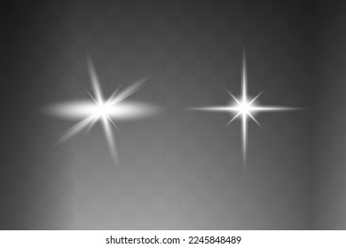 glowing lights effects isolated on gray background. Sun flash with rays and spotlight. Glow light effect. Star burst with sparkles.