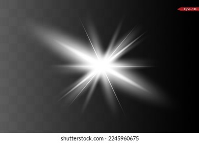 glowing lights effects isolated on gray background. Sun flash with rays and spotlight. Glow light effect. Star burst with sparkles.