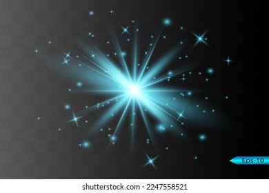glowing lights effects isolated on gray background. Sun flash with rays and spotlight. Glow light effect. Star burst with sparkles. 