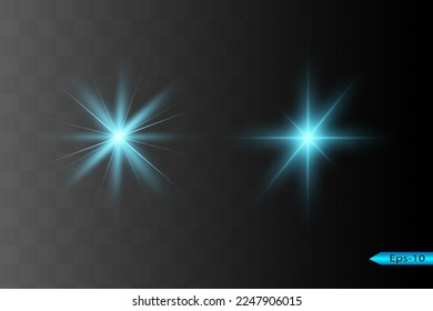 glowing lights effects isolated on gray background. Sun flash with rays and spotlight. Glow light effect. Star burst with sparkles. 