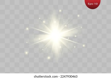 glowing lights effects isolated on gray background. Sun flash with rays and spotlight. Glow light effect. Star burst with sparkles.