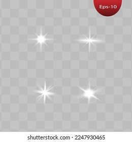 glowing lights effects isolated on gray background. Sun flash with rays and spotlight. Glow light effect. Star burst with sparkles.