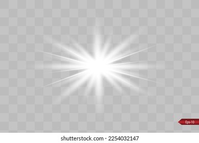 glowing lights effects isolated on gray background. Sun flash with rays and spotlight. Glow light effect. Star burst with sparkles.