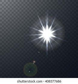 Glowing lights effects isolated on transparent background.Glowing lights, ray, star, sparkle. Vector illustration