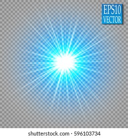 Glowing lights effects isolated on transparent background. Sun flash with rays and spotlight. Glow light effect. Star burst with sparkles.
