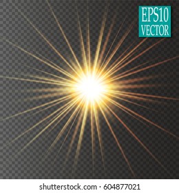  Glowing lights effects isolated on transparent background. Sun flash with rays and spotlight. Glow light effect. Star burst with sparkles.
