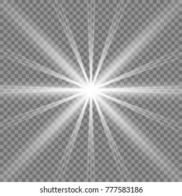 Glowing lights effects isolated on transparent background. Star burst with sparkles. White background.