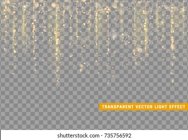 Luzes brilhantes brilho dourado. Textura de partículas de brilho. Pó de ouro de Natal. Fundo vetor espumante de luxo