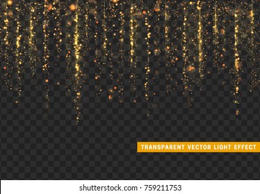 Glowing lights golden glitter. Sparkle particles texture. Christmas gold dust. Luxury sparkling vector background