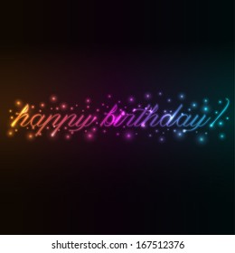 Glowing Lights Happy Birthday - vector eps10