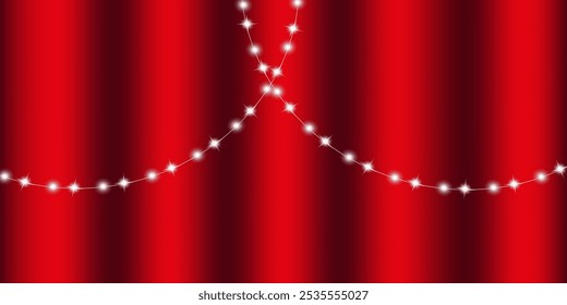 Luces brillantes aisladas en Elementos de diseño realistas ciegos rojos. Guirnaldas, decoraciones del árbol de navidad, efectos de luz