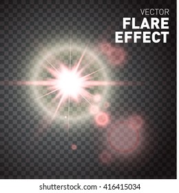 Glowing lights isolated on transparent background. Flare effect. Vector illustration