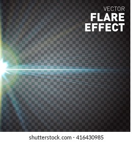 Glowing lights isolated on transparent background. Flare effect. Vector illustration