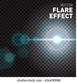 Glowing lights isolated on transparent background. Flare effect. Vector illustration