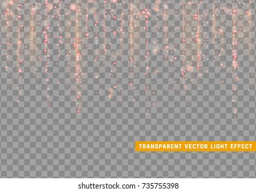 Glowing lights red glitter. Sparkle particles texture. Christmas dust, luxury sparkling vector background