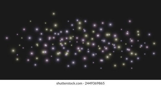 Glowing lights in soft focus bokeh holiday lights. Abstract vector effects, colored round glowing elements.