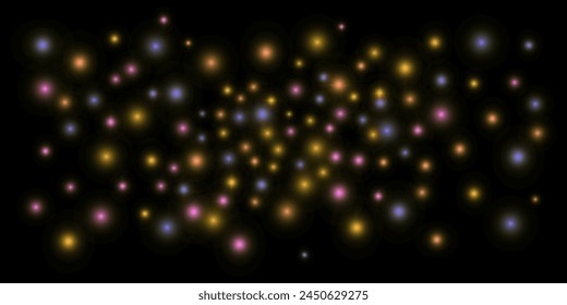 Luces brillantes en luces de vacaciones bokeh de foco suave. Abstractas efectos de Vector, Elementos brillantes redondos de colores.