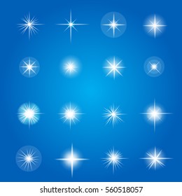 Glowing lights and stars. Abstract vector set
