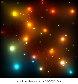 Glowing lights and stars glitter vector background template concept