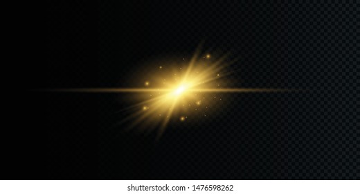 Glowing lights and stars. Isolated on transparent background. Set of light explodes. Sparkling magical dust particles. Bright star, sparkles Transparent shining sun, flash Vector 