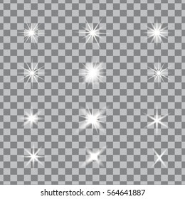 Glowing Lights, Stars And Sparkles. Isolated On Black Transparent Background. Vector Illustration