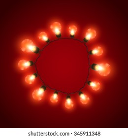 Glowing Lights. Vector Holiday Illustration of Luminous Electric  Wreath