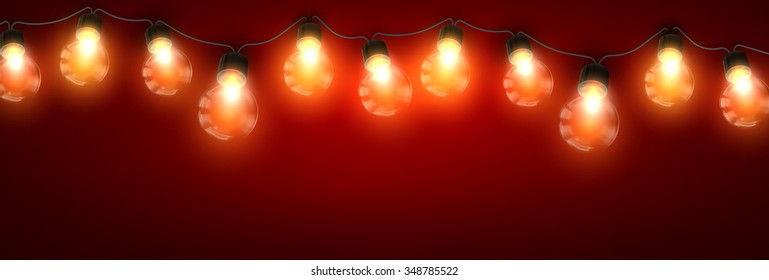 Glowing Lights. Vector Holiday Illustration of Luminous Electric  Garland