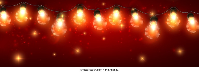 Glowing Lights. Vector Holiday Illustration of Luminous Electric  Garland