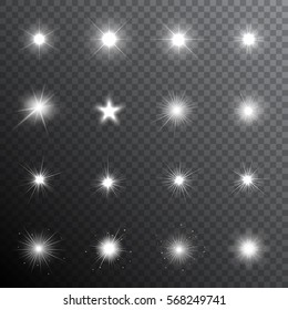 Glowing lights. Vector realistic transparent light effects