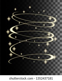 Glowing line abstract effect. Golden lines light effect on transparent background.
