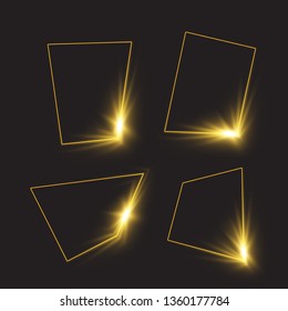 Glowing  line banner design. Golden banner.