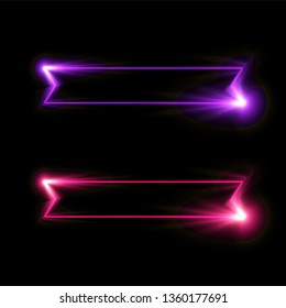 Glowing  line banner design. Purple banner.