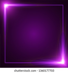 Glowing  line banner design. Purple banner.