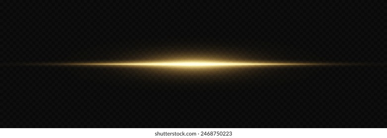 Glowing line and flare. Magic neon light, horizontal beam. On a transparent background.