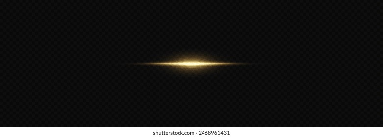 Glowing line and flare. Magic neon light, horizontal beam. On a transparent background.
