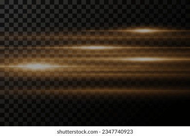 Glowing line vector. horizontal glowing lines, magic glow, neon light, linear light, golden light.