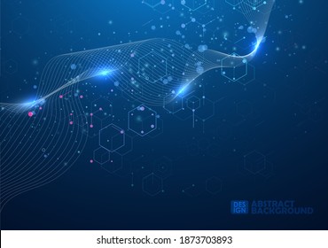Glowing lines background. Abstract geometric modern lines. Particles dynamic line flow. Glittering dust of lights. Graphic concept for your design