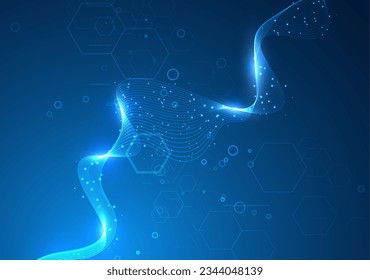 Glowing lines background. Abstract geometric modern lines. Particles dynamic line flow. Glittering dust of lights. Graphic concept for your design