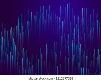 Glowing lines falling abstract big data concept tech vector background. Digital geometric blue lines streams visual optic technology, speed concept. Fiber optics abstract scientific background in blue