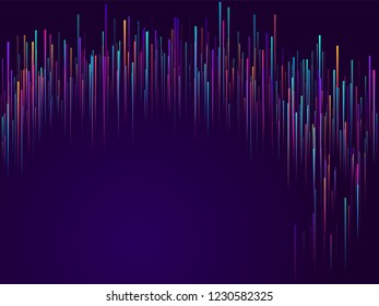 Glowing lines falling abstract big data concept tech vector background. Digital geometric blue lines streams visual optic technology, speed concept. Fiber optics abstract cyber monday background.