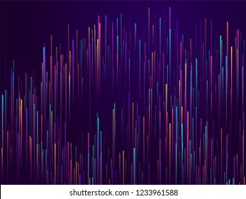 Glowing lines falling abstract big data concept tech vector background. Digital geometric blue lines streams visual optic technology, speed concept. Fiber optics abstract cyber monday background.