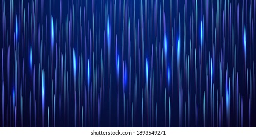 Glowing lines falling abstract big data concept tech vector background. Digital geometric blue lines streams visual optic technology, speed concept. Fiber optics abstract scientific background in blue