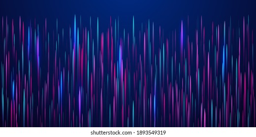 Glowing lines falling abstract big data concept tech vector background. Digital geometric blue lines streams visual optic technology, speed concept. Fiber optics abstract cyber monday background.