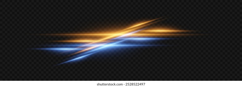 Líneas de luz brillantes. El efecto del resplandor de la luz y la línea láser. Sobre un fondo transparente.