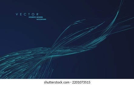 Glowing lines on blue background. Abstract modern lines. Cool gradient shapes. Graphic concept for your design
