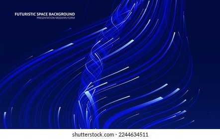 Líneas brillantes sobre fondo azul. Resumen de líneas modernas. Formas gradientes geniales. Concepto gráfico para su diseño
