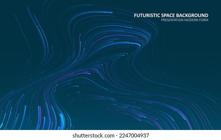 Glowing lines on blue background. Abstract modern lines. Cool gradient shapes. Graphic concept for your design